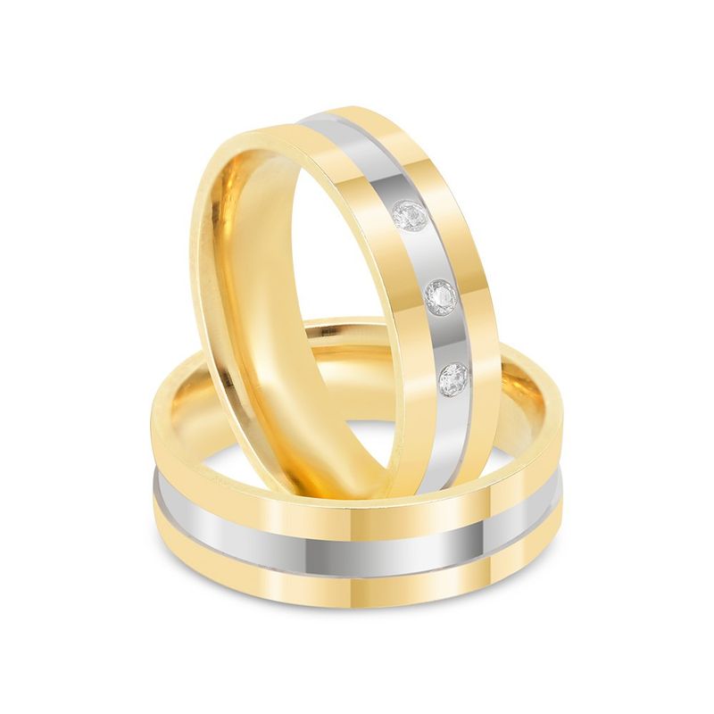 Par Aliança Ouro 10k  Reta  Zircônia  5,7mm  (801611/1660)