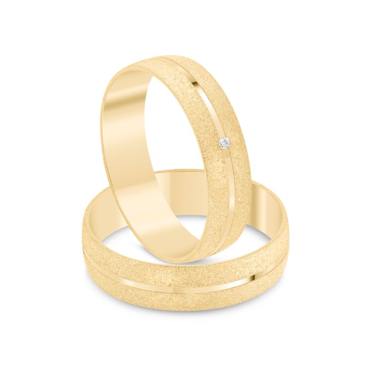 Par Aliança Ouro 10k  Abaulada  Zircônia  4,3mm  (801577/1644)
