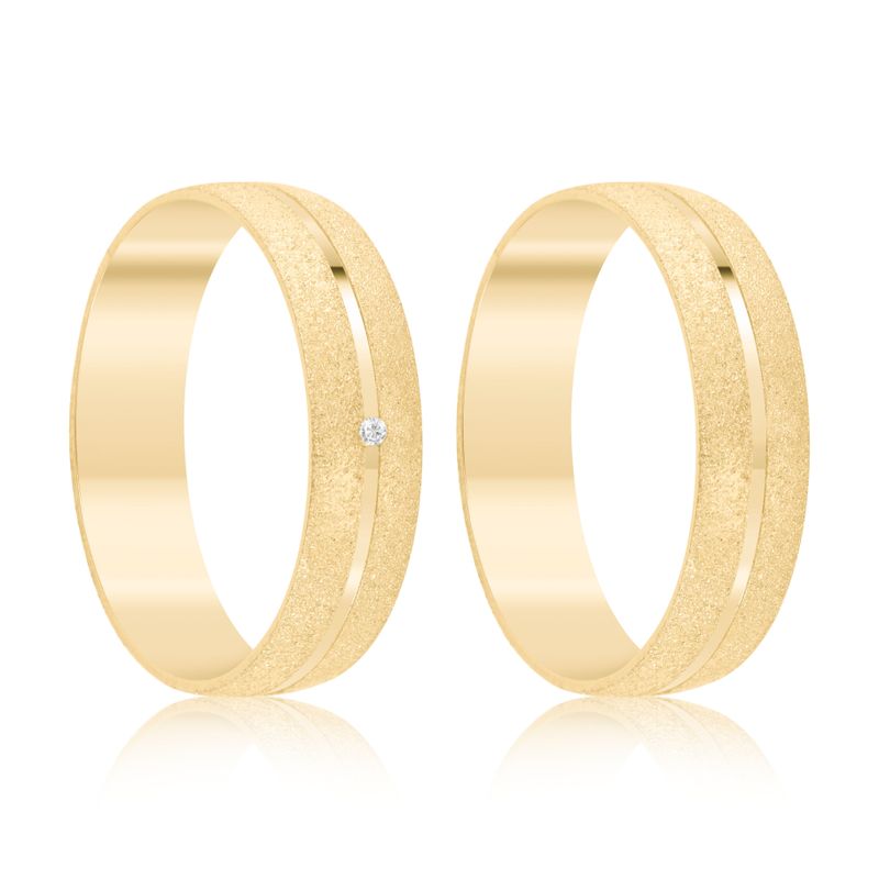 Par Aliança Ouro 10k  Abaulada  Zircônia  4,3mm  (801577/1644)