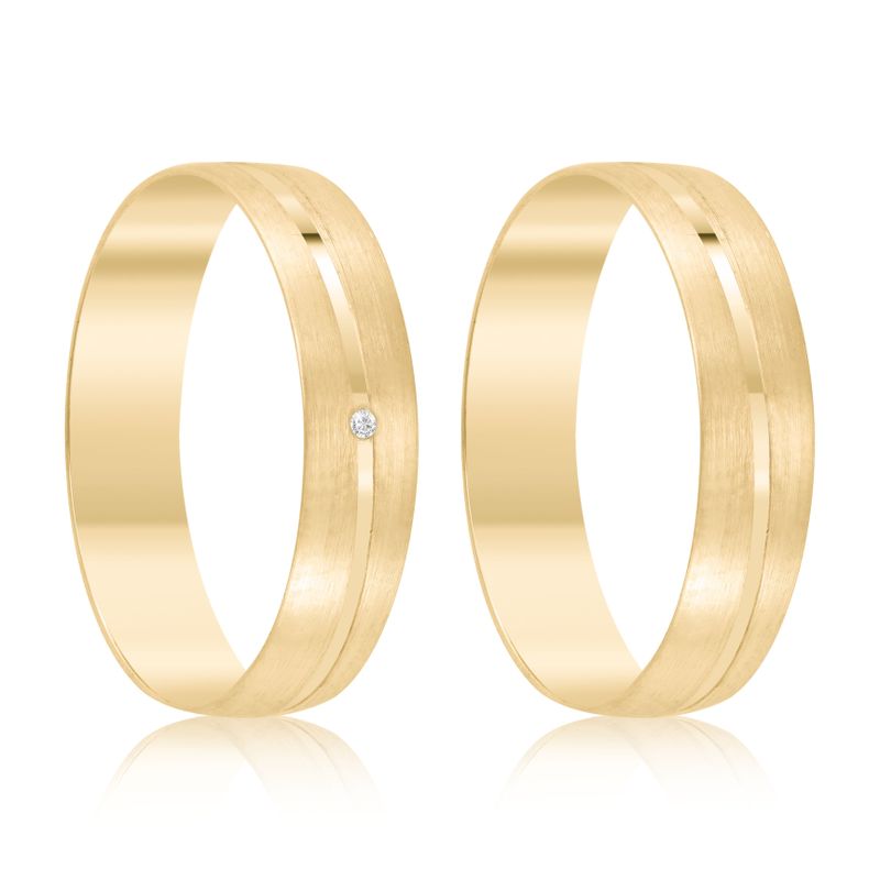 Par Aliança Ouro 10k  Abaulada  Zircônia  4,3mm  (801581/1646)