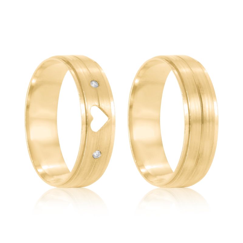 Par Aliança Ouro 10k  Reta  Zircônia  5,5mm  (801621/1665)