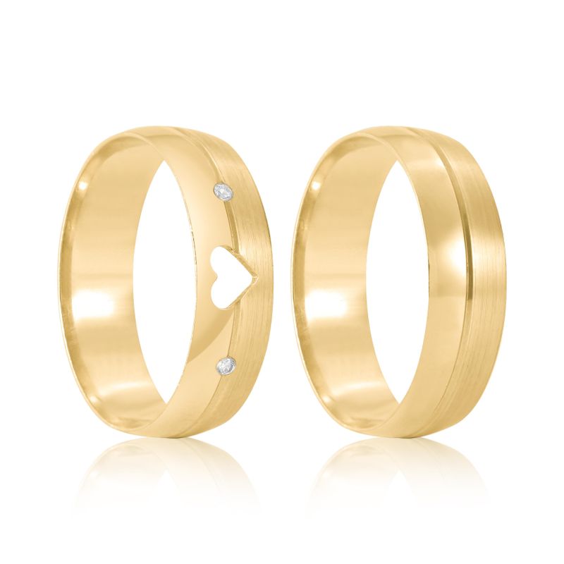 Par Aliança Ouro 10k  Abaulada  Zircônia  5,5mm  (801619/1664)