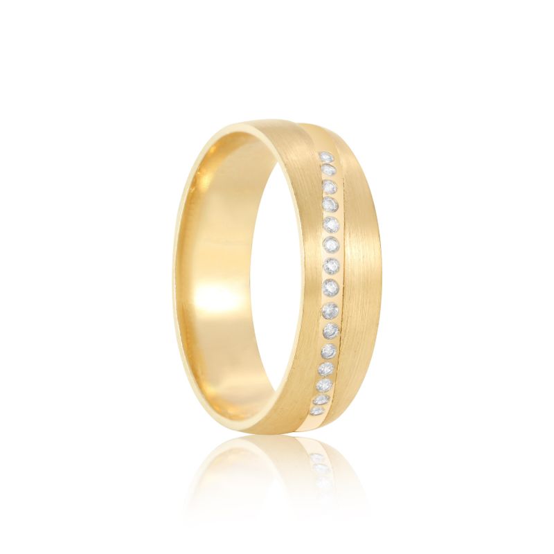 Par Aliança Ouro 10k  Abaulada  Zircônia  5,5mm  (801633/1671)