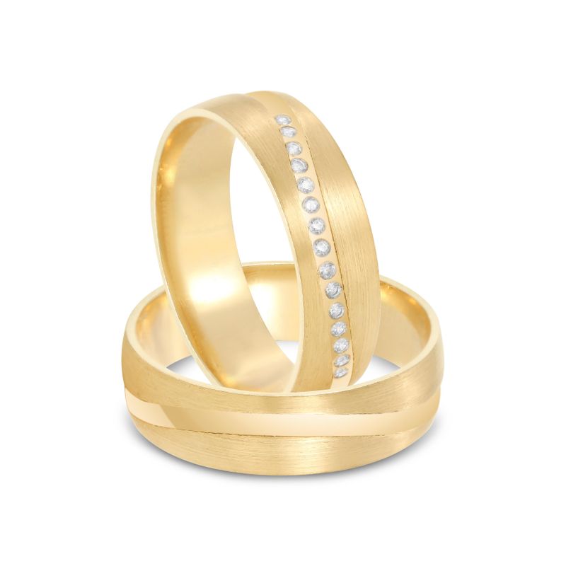 Par Aliança Ouro 10k  Abaulada  Zircônia  5,5mm  (801633/1671)