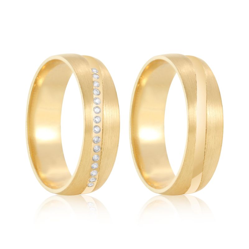 Par Aliança Ouro 10k  Abaulada  Zircônia  5,5mm  (801633/1671)