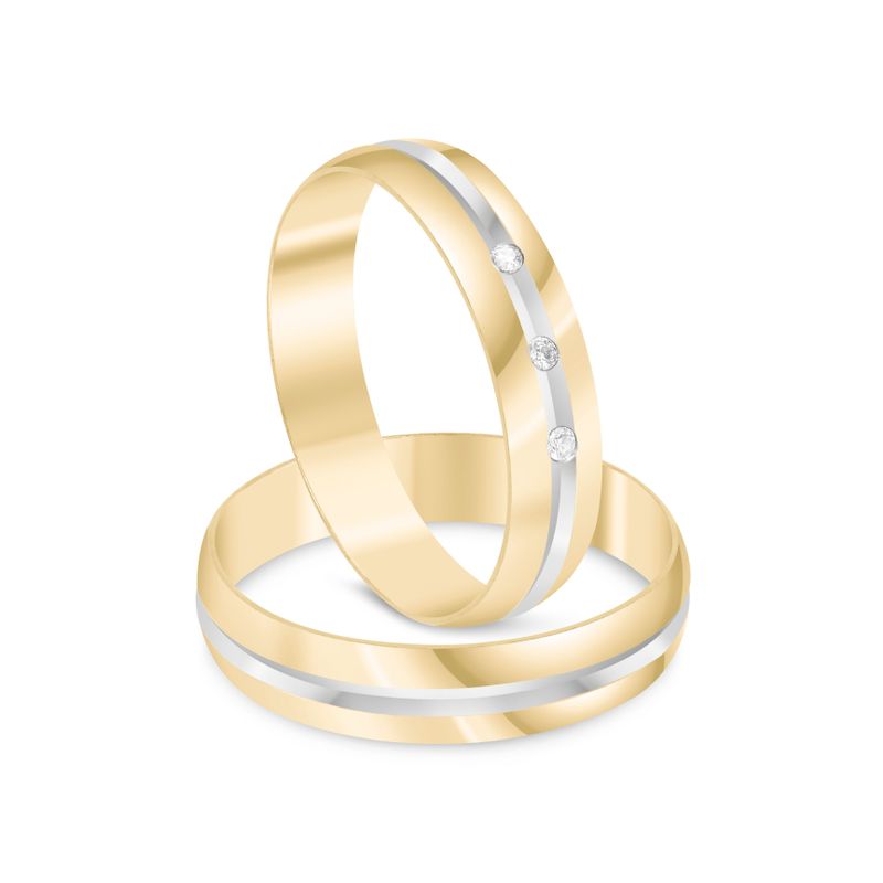 Par Aliança Ouro 10k  Abaulada  Zircônia  4mm  (801605/1658)