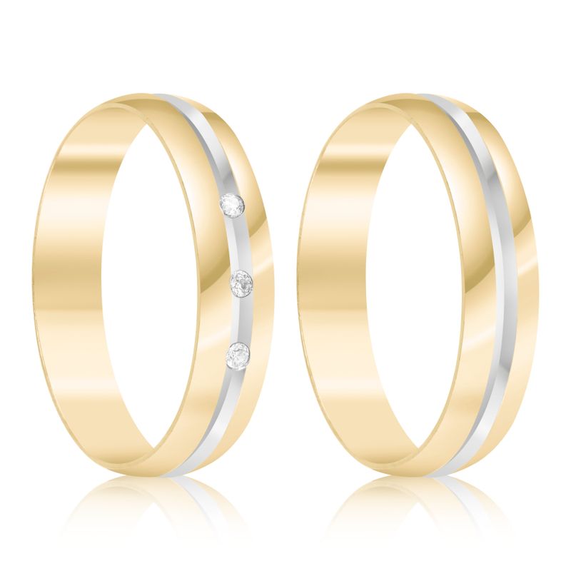 Par Aliança Ouro 10k  Abaulada  Zircônia  4mm  (801605/1658)