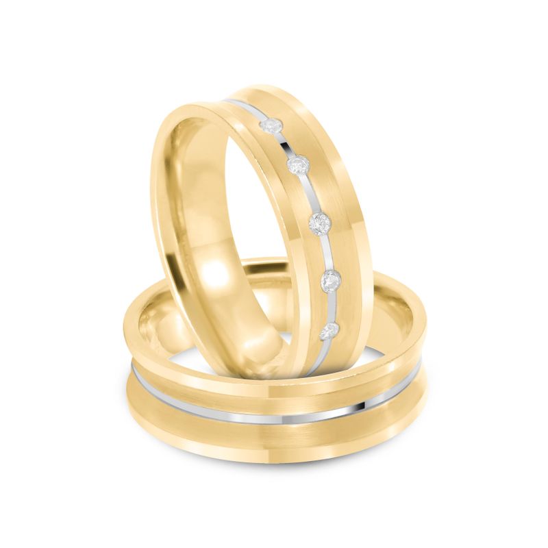 Par Aliança Ouro 10k  Côncavo  Zircônia  5,7mm  (801613/1661)