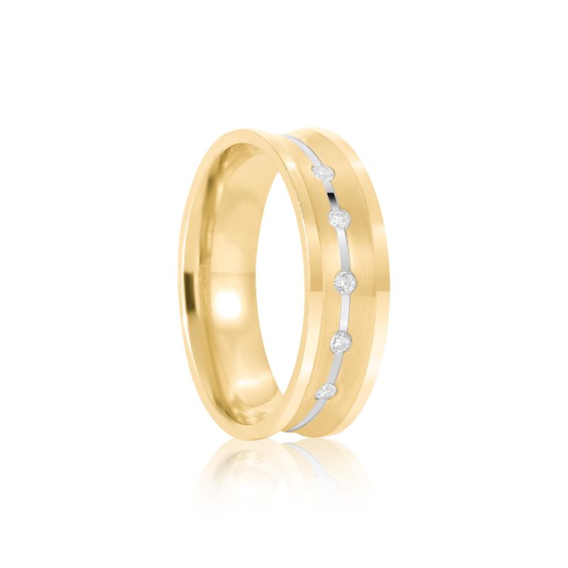 Par Aliança Ouro 10k  Côncavo  Zircônia  5,7mm  (801613/1661)