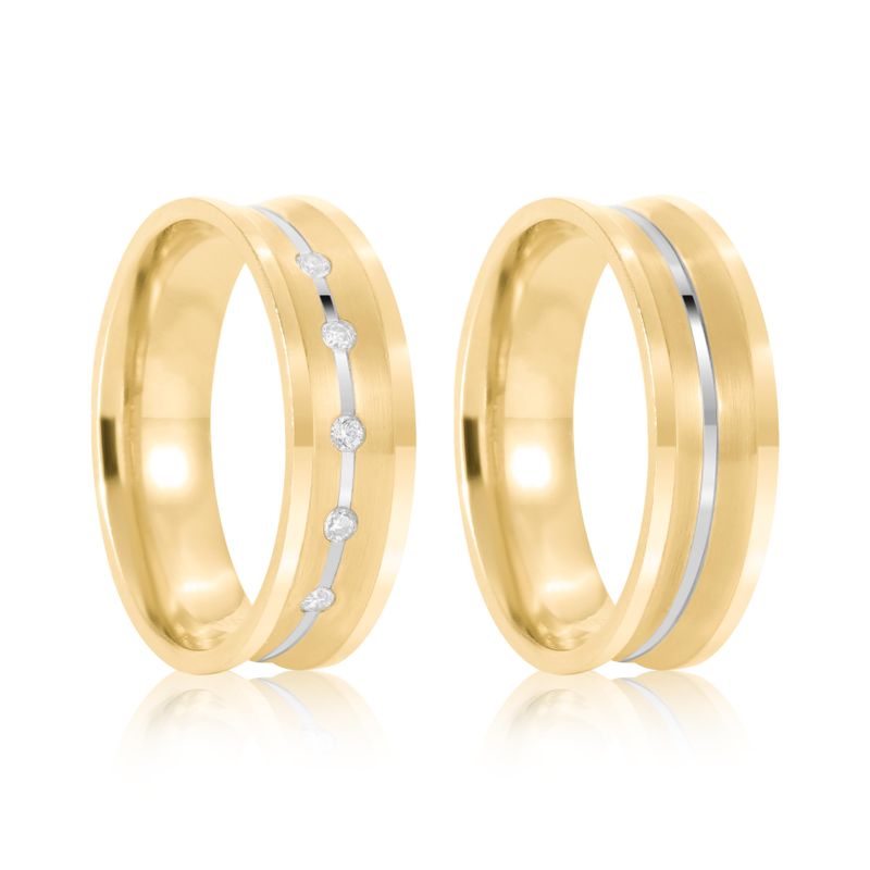 Par Aliança Ouro 10k  Côncavo  Zircônia  5,7mm  (801613/1661)