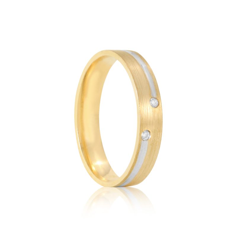 Par Aliança Ouro 10k  Reta  Zircônia  4mm  (801635/1672)