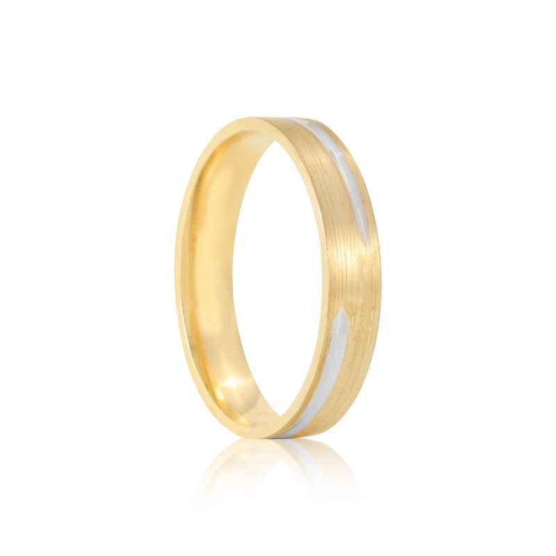 Par Aliança Ouro 10k  Reta  Zircônia  4mm  (801635/1672)