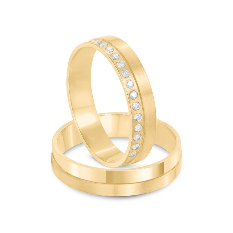 Par Aliança Ouro 10k  Reta  Zircônia  4,3mm  (801627/1668)