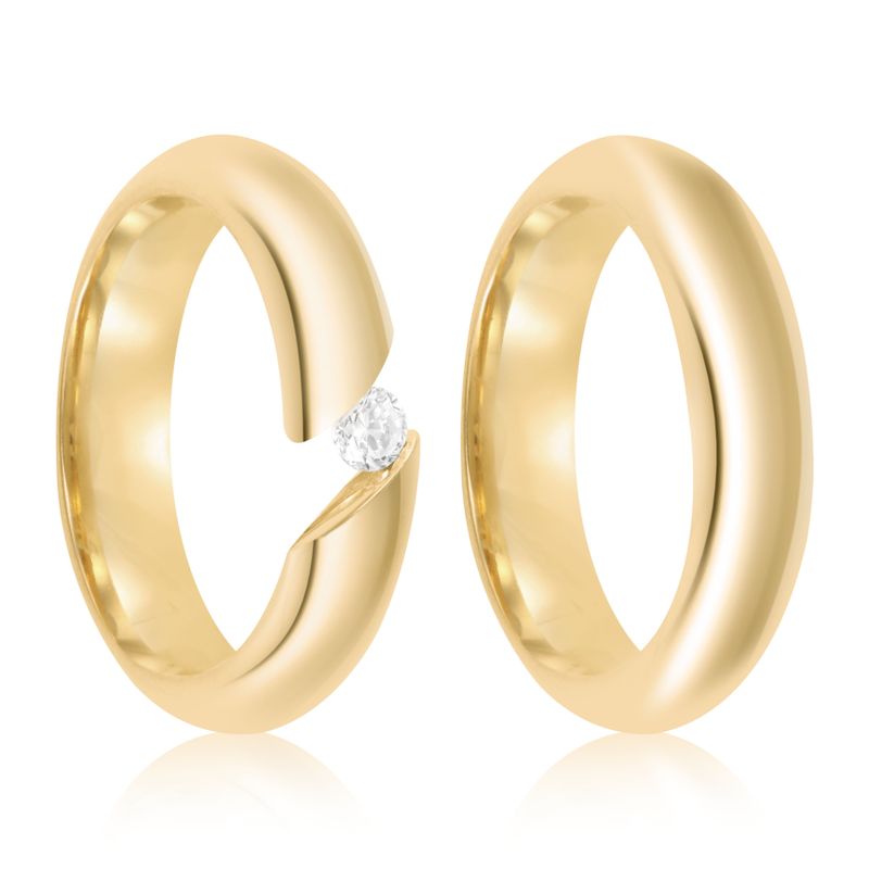Par Aliança Ouro 10k  Anatômica   Abaulada  Zircônia  5mm  (801597/1654)
