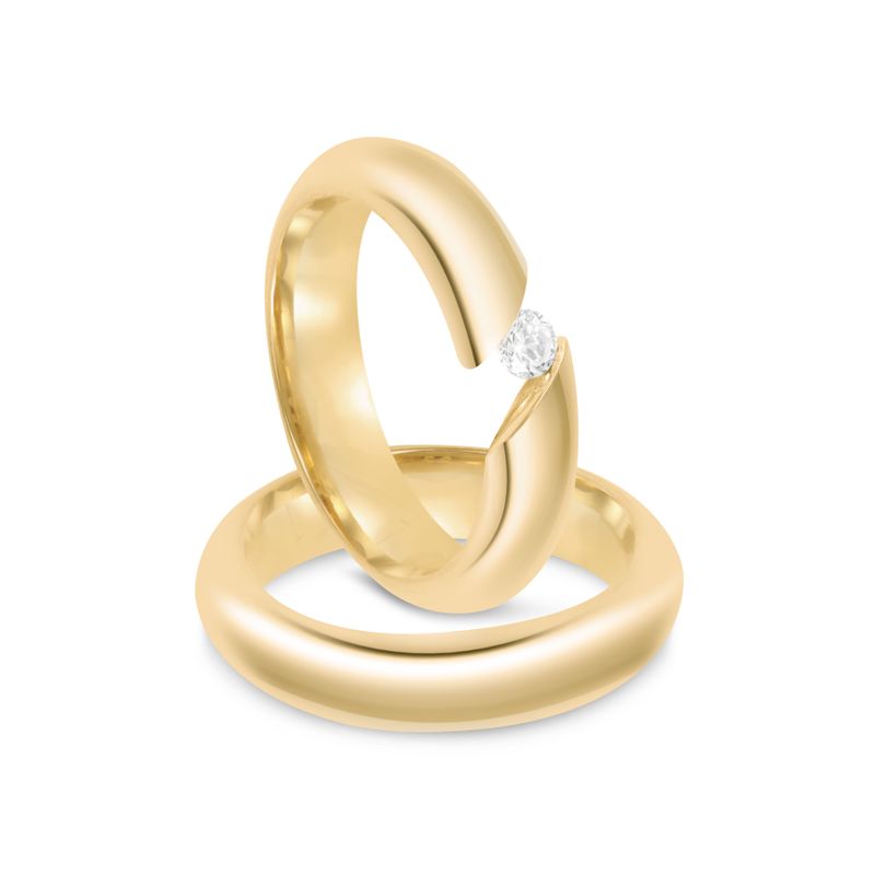 Par Aliança Ouro 10k  Anatômica   Abaulada  Zircônia  5mm  (801597/1654)