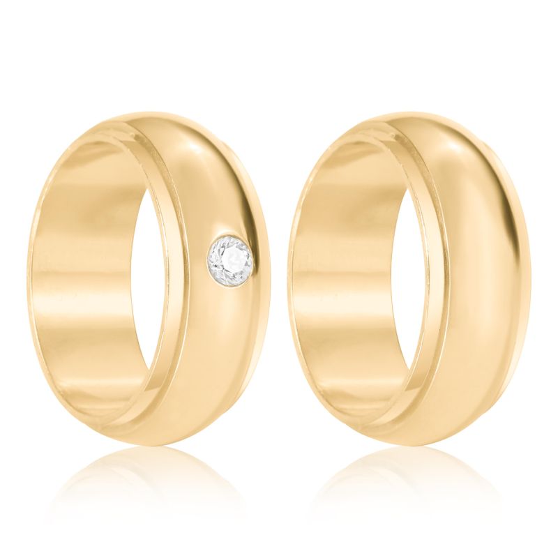 Par Aliança Ouro 10k  Abaulada  Zircônia  7,8mm  (801556/1642)