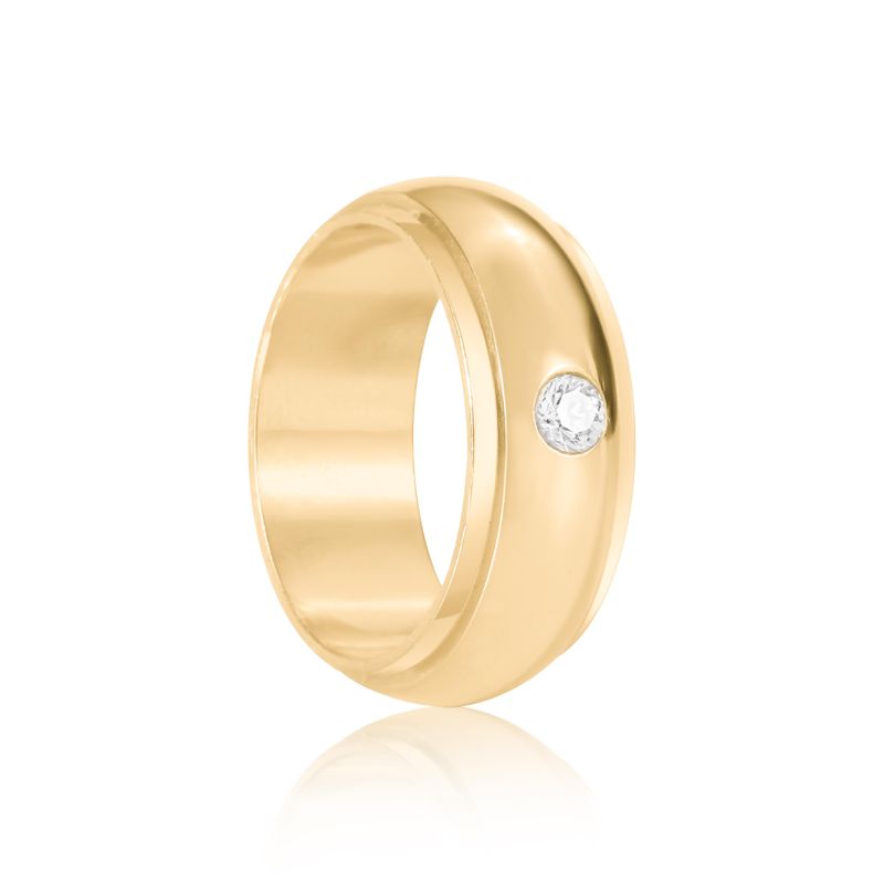 Par Aliança Ouro 10k  Abaulada  Zircônia  7,8mm  (801556/1642)