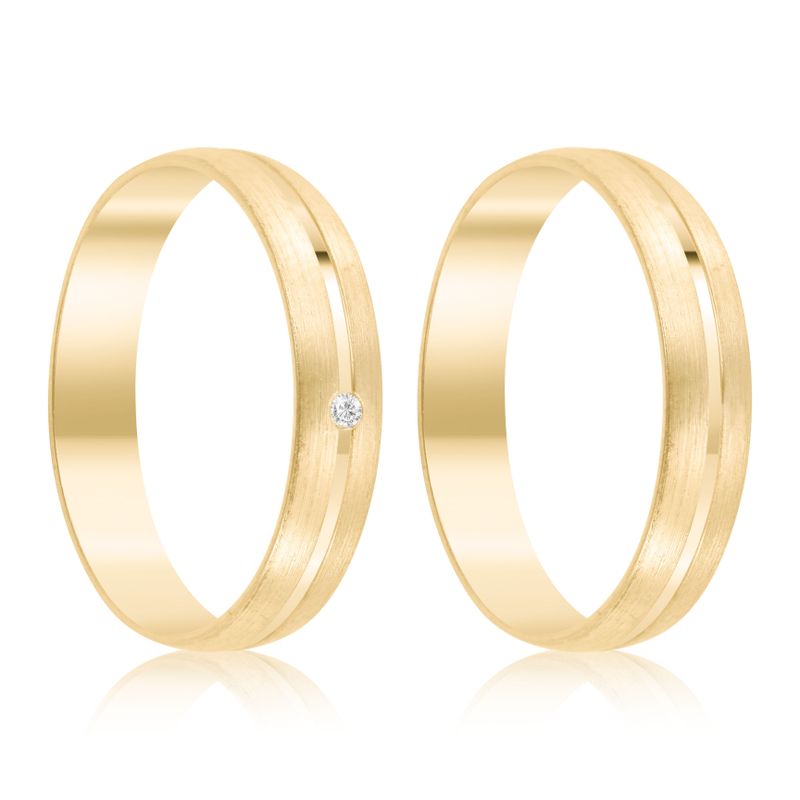 Par Aliança Ouro 10k  Abaulada  Zircônia  4mm  (801595/1653)
