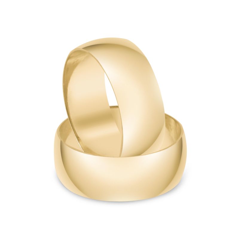 Par Aliança Ouro 10k  Abaulada  Zircônia  7mm  (801737/2180)