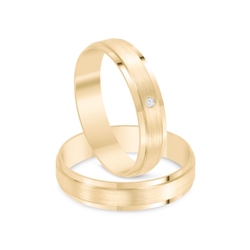 Par Aliança Ouro 10k  Reta  Zircônia  4mm  (801587/1649)