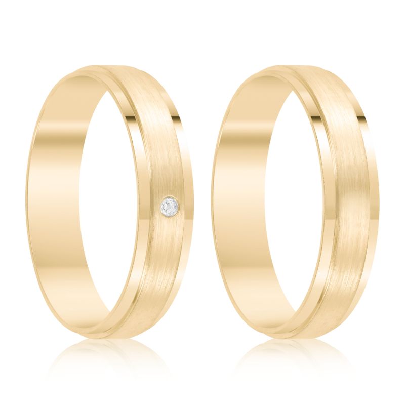 Par Aliança Ouro 10k  Reta  Zircônia  4mm  (801587/1649)