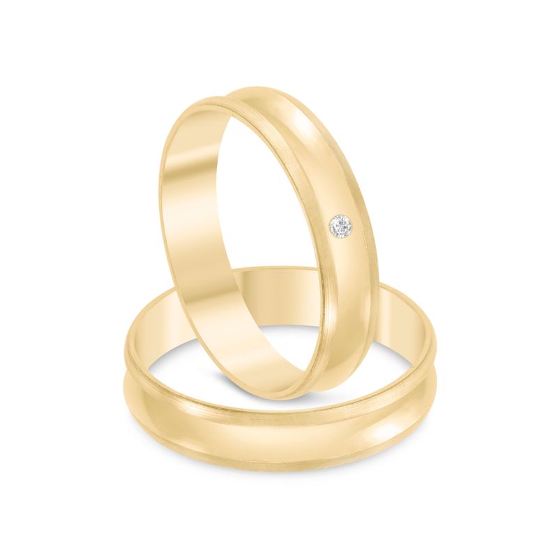 Par Aliança Ouro 10k  Côncavo  Zircônia  4mm  (801591/1651)