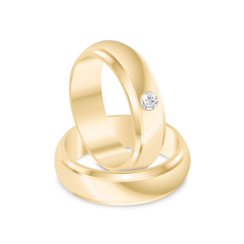 Par Aliança Ouro 10k  Abaulada  Zircônia  5,7mm  (801554/1641)