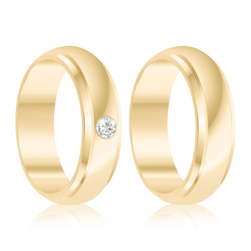 Par Aliança Ouro 10k  Abaulada  Zircônia  5,7mm  (801554/1641)