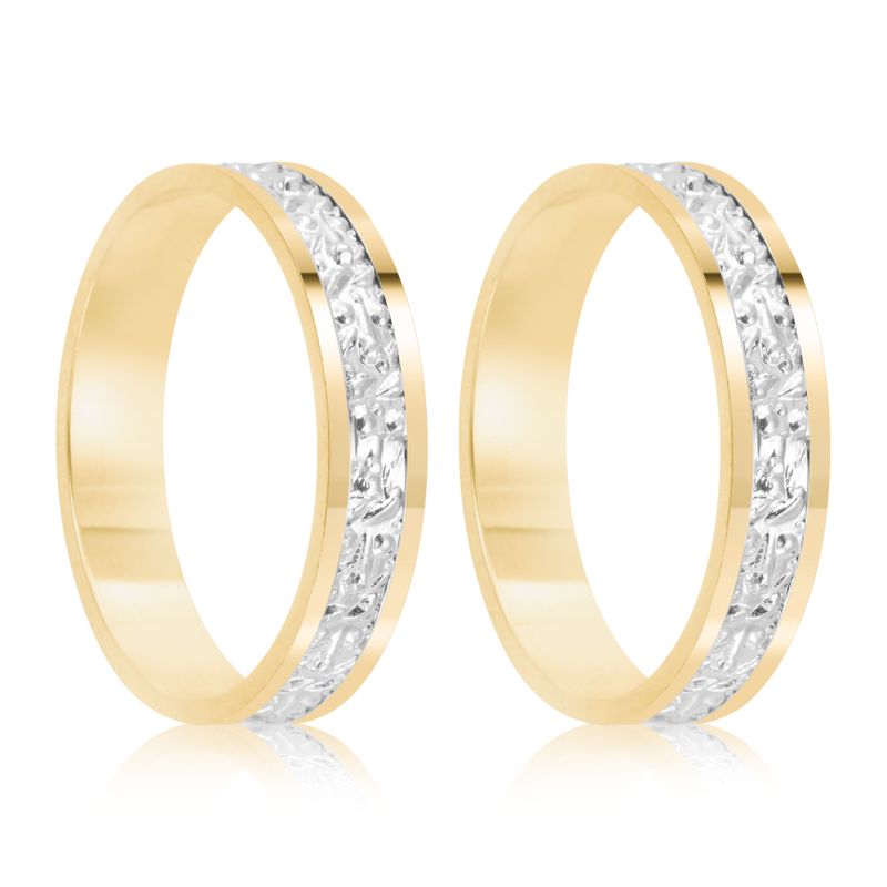 Par Aliança Ouro 10k  Reta  4mm  (801574)
