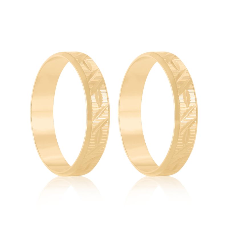 Par Aliança Ouro 10k  Reta  4mm  (801563)