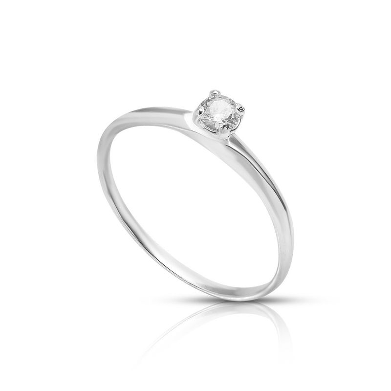 Anel Prata Solitário Zircônia 313223
