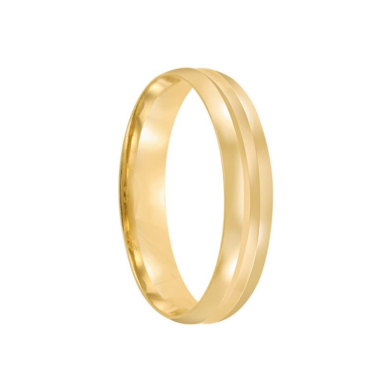 Aliança Ouro 18k Individual Abaulada 4mm Diamante 2 pts  (801992/801993)