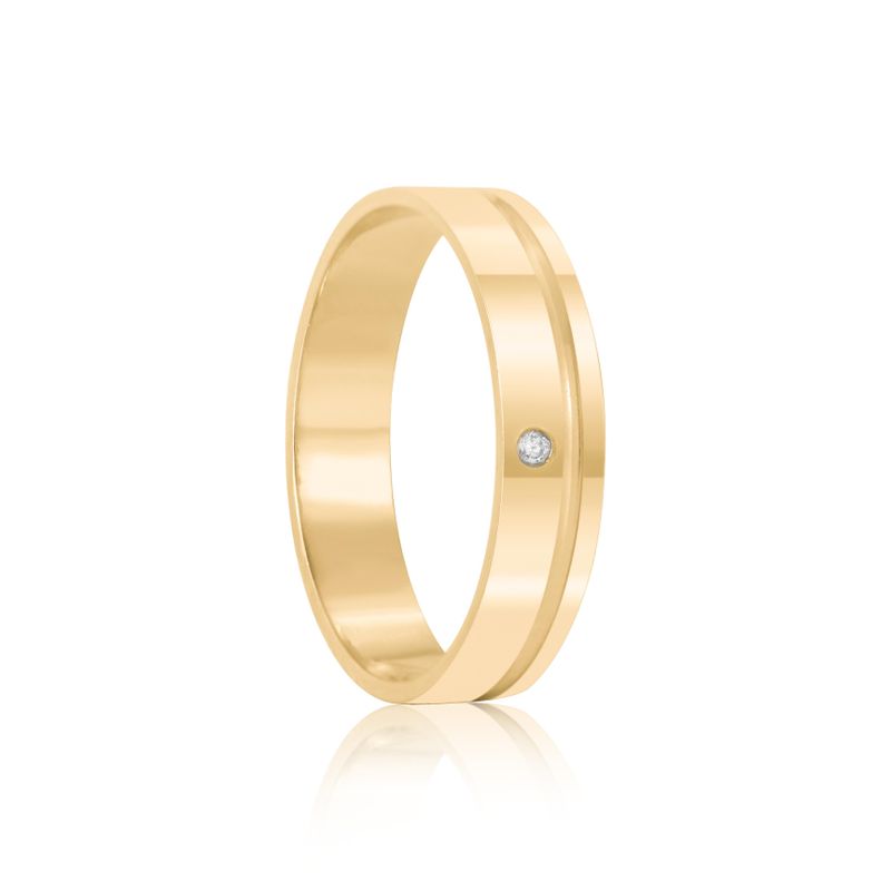 Aliança Ouro 18k Individual Reta 4mm Diamante 1 pts (801396/801394)
