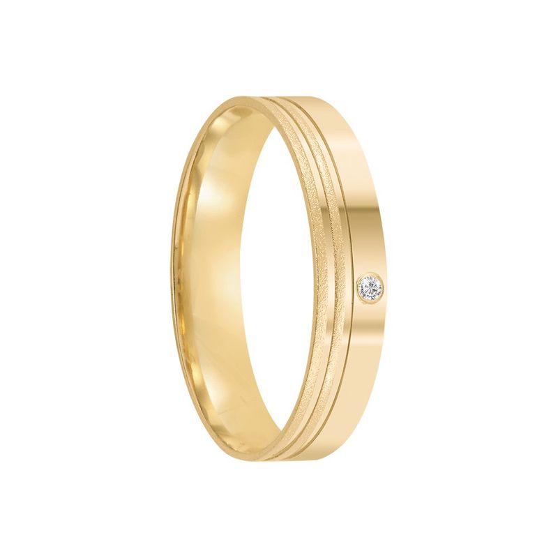 Aliança Ouro 18k Individual Reta 4mm Diamante 1 pts (802030/802031)