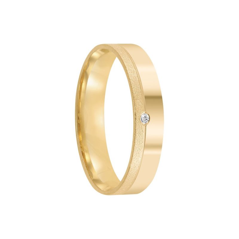 Aliança Ouro 18k individual Reta 4mm Diamante 1 pts (802026/802027)