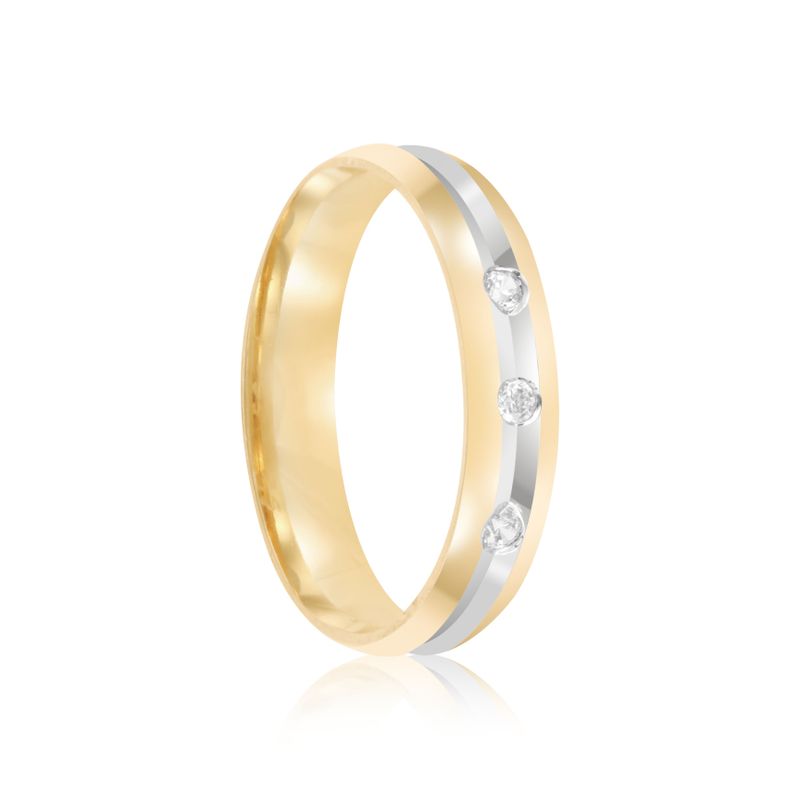 Aliança Ouro 18k Individual Abaulada 4mm Diamantes 7,5 pts (800037/038)