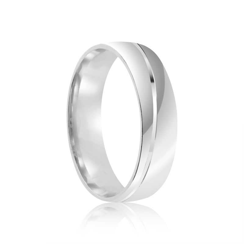 Par Aliança Prata  Semi Anatômica  Abaulado  Friso  5mm  802090/802771