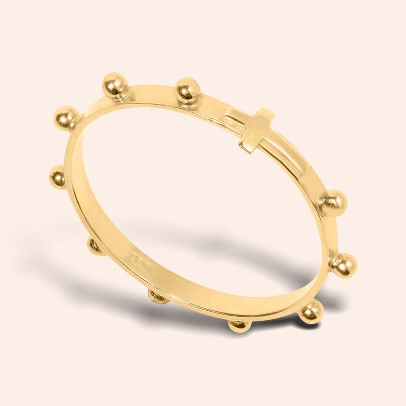 Anel Ouro 18K Cruz Terço