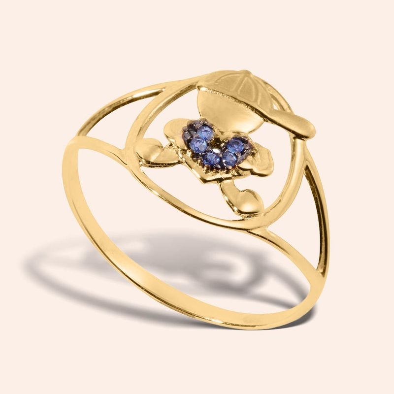 Anel Ouro 18K Menino Safira 306853