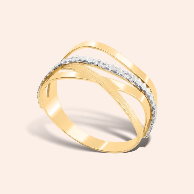 Anel Ouro 18K Diamante 1 Ponto Vazado 307461