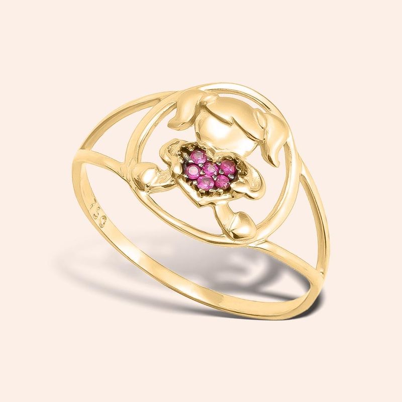 Anel Ouro 18K Menina Rubi 306852