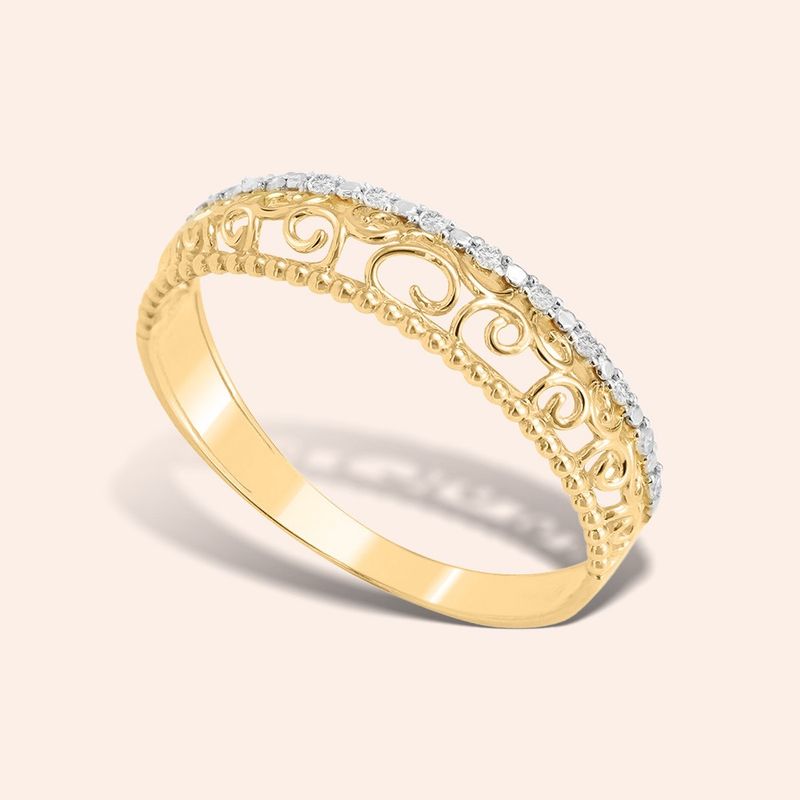 Anel Ouro 18K Aparador Diamante 13 pontos 308138