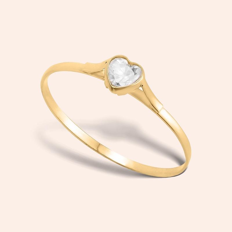 Anel Ouro 18k Infantil Coração Zircônia 309037