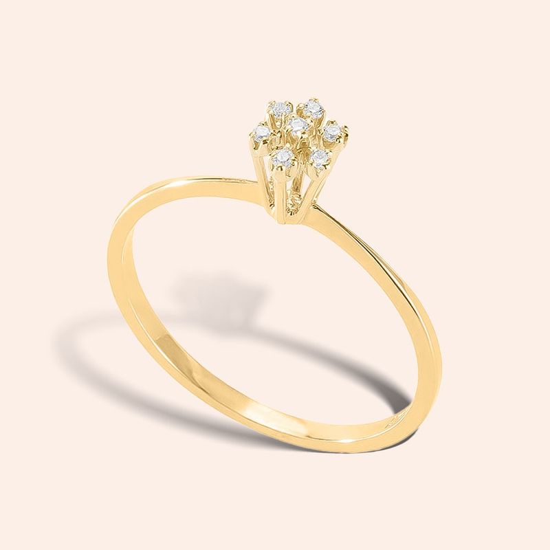 Anel Ouro 18K Chuveiro Diamante 3,5 Pontos