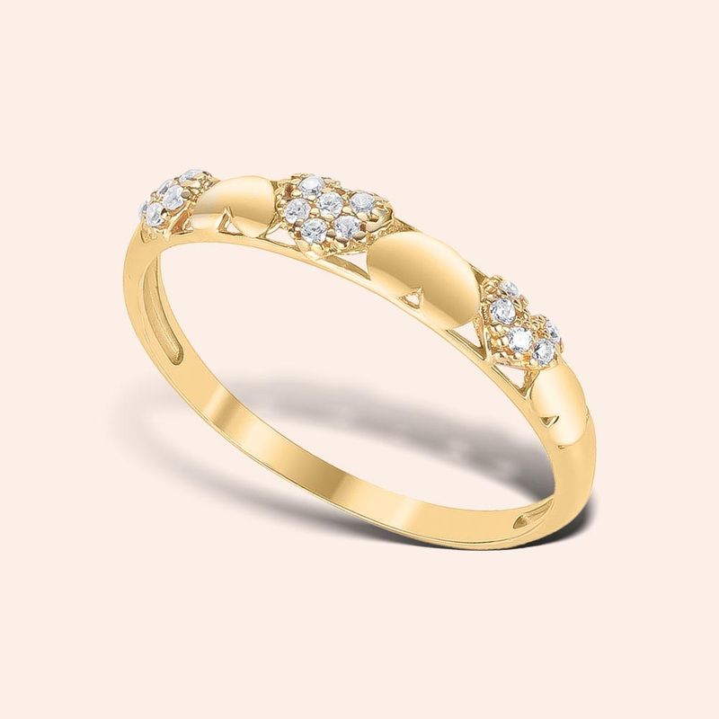 Anel Ouro 18k Aparador Coração Zircônia 309960