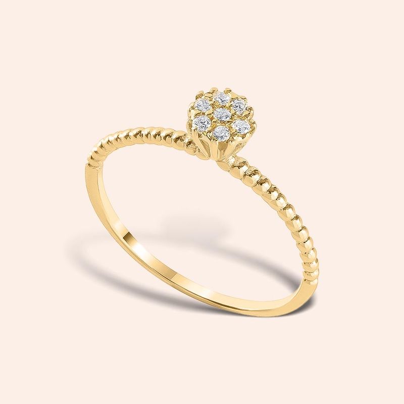 Anel Ouro 18K Chuveiro Diamante 7 Pontos 310252
