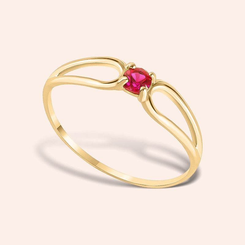 Anel Ouro 18K Rubi Vazado 310253
