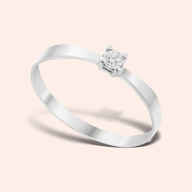 Anel Ouro 18k Solitário Diamante 10 Pontos Coleção RV 310584OB