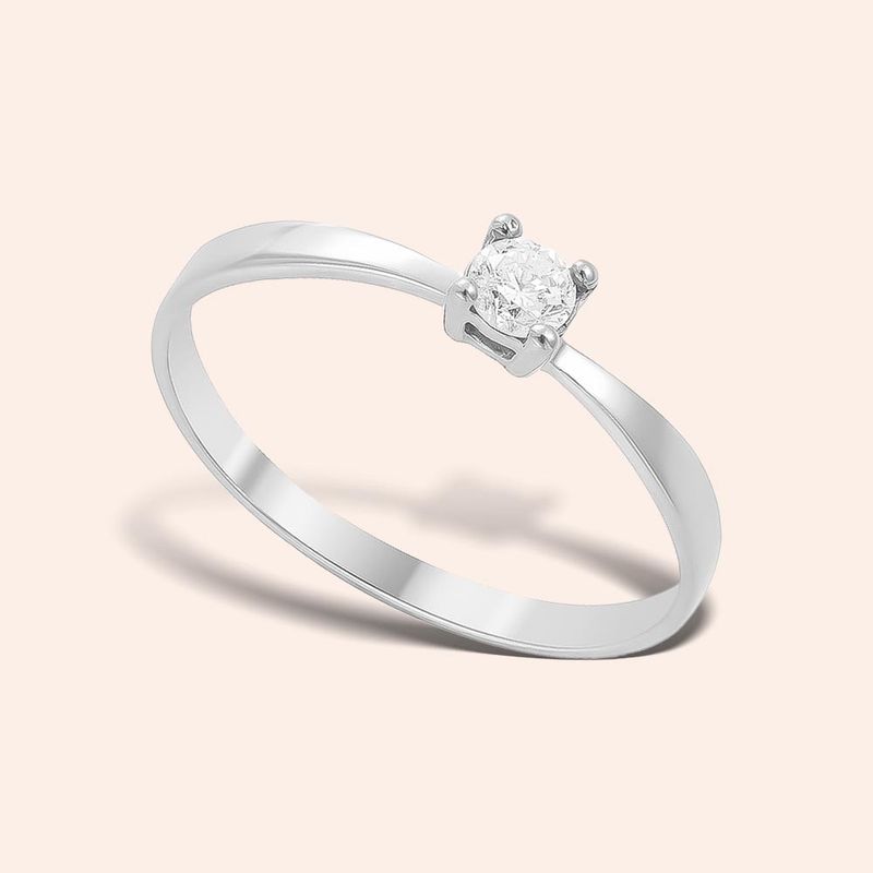 Anel Ouro 18k Solitário Diamante 15 Pontos Coleção RV 310586OB
