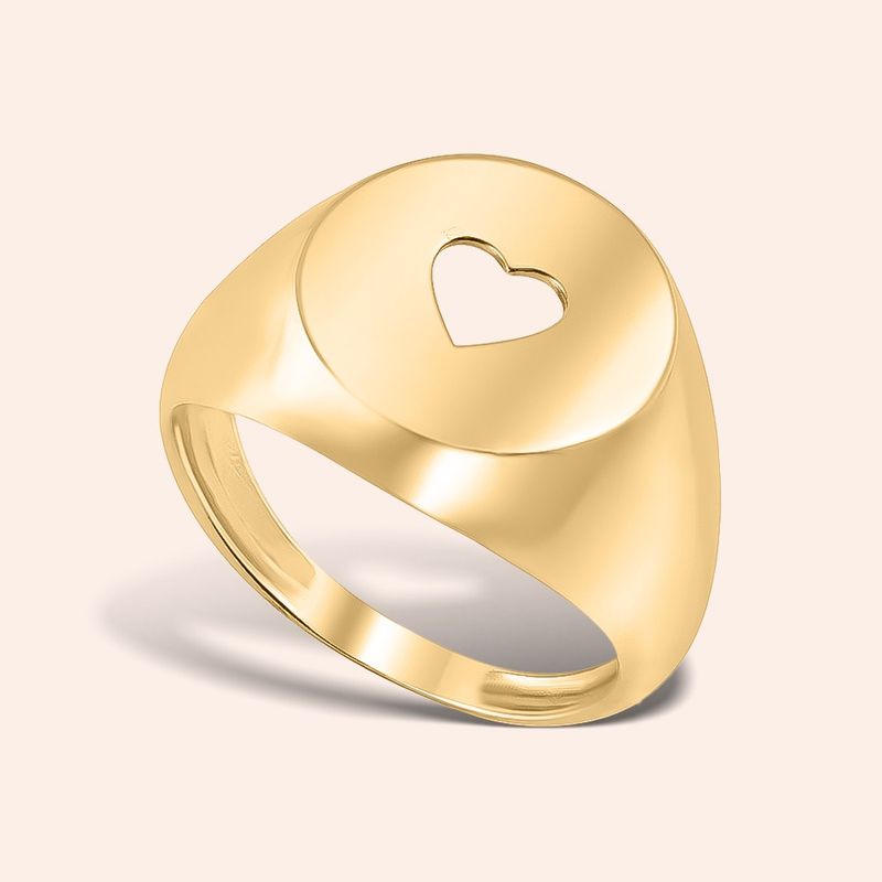 Anel Ouro 18k Chapa Coração 311310